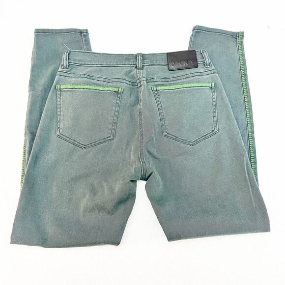DKNY Green Denim Jeans Contrast Stitching Skinny High Rise Size 28 - Picture 8 of 9